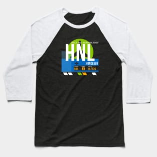 Honolulu (HNL) Airport // Retro Sunset Baggage Tag Baseball T-Shirt